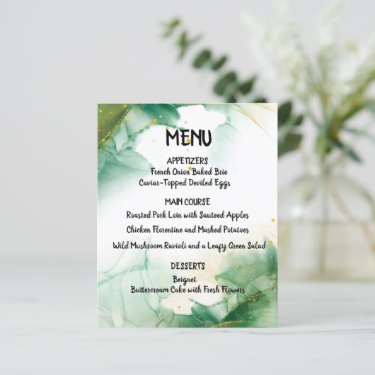 Waterverf Spring Green Menu (Staand voorkant)