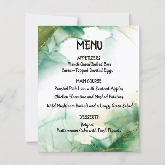 Waterverf Spring Green Menu (Voorkant)