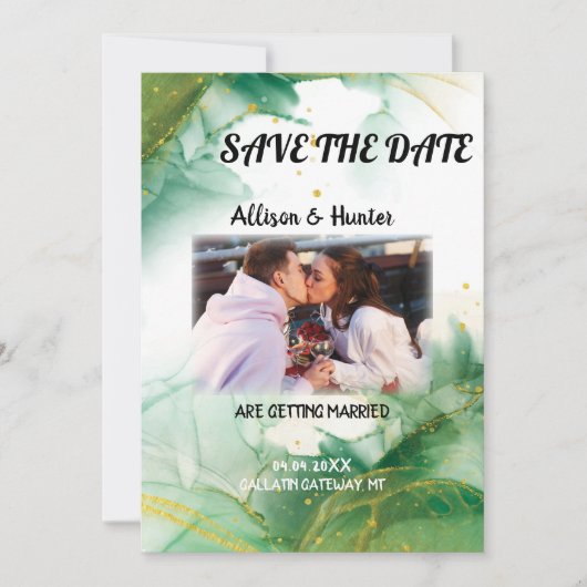 Waterverf Spring Green Save the Date Kaart (Voorkant)