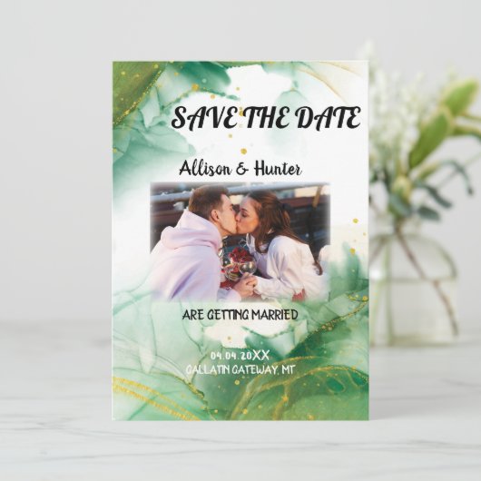 Waterverf Spring Green Save the Date Kaart (Staand voorkant)