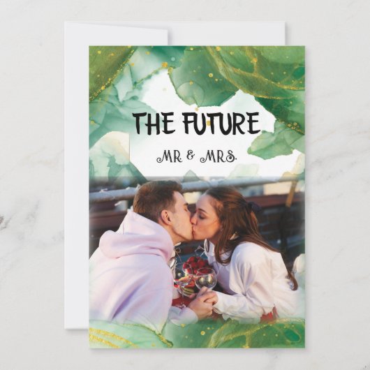 Waterverf Spring Green Verloving Invitation Kaart (Achterkant)