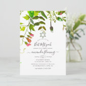 Waterverf Spring Greenery Bat Mitzvah Kaart (Staand voorkant)