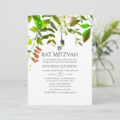 Waterverf Spring Greenery Bat Mitzvah Kaart (Staand voorkant)