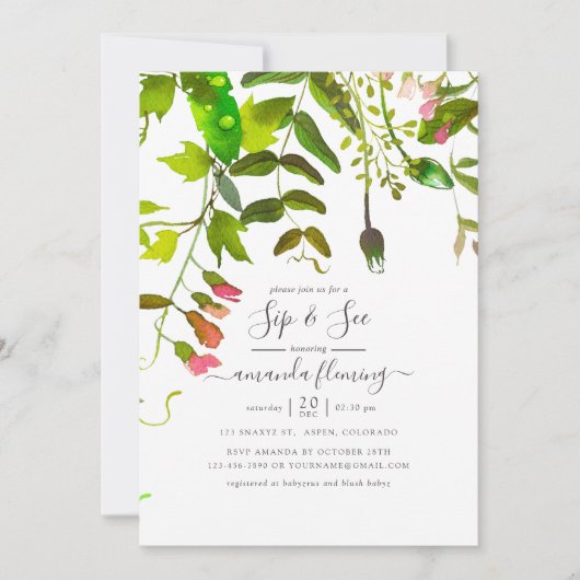 Waterverf Spring Greenery Sip en See Kaart (Voorkant)