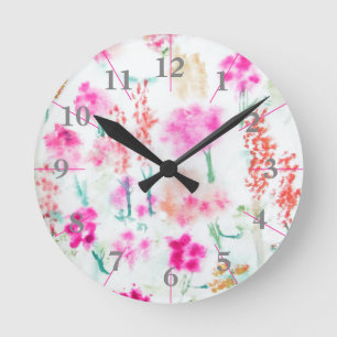 Waterverf Spring Sunshine Flower Garden Clock Ronde Klok