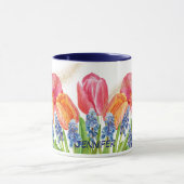Waterverf Spring Tulips and Flowers Glitter Mok (Midden)