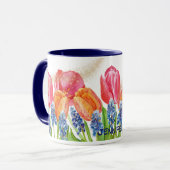 Waterverf Spring Tulips and Flowers Glitter Mok (Voorkant links)