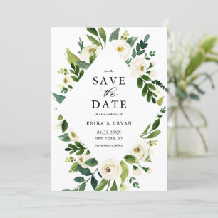 Waterverf  Spring White Flowers Lijst Save The Date
