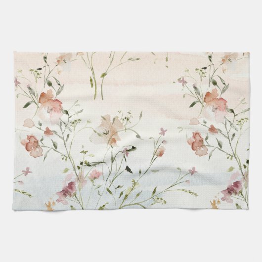 Waterverf Spring Wildbloemen Theedoek (Horizontaal)