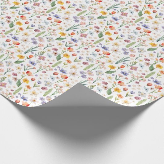 Waterverf Spring Wildflower Garden Wrapping Paper Cadeaupapier (Hoek)