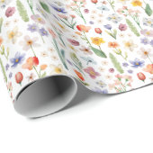 Waterverf Spring Wildflower Garden Wrapping Paper Cadeaupapier (Rol Hoek)