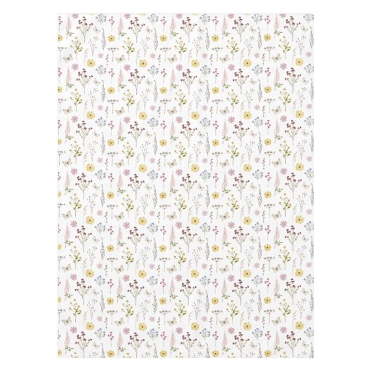 Waterverf Spring Wildflowers Pattern Tafelkleed (Voorkant)