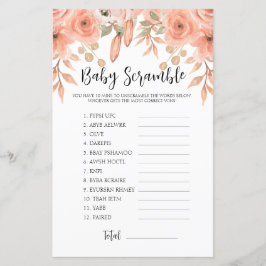  Waterverf Spring Word Scramble Baby shower