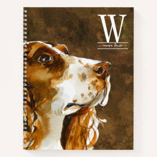 Waterverf Springer Spaniel Modern Monogram Notitieboek