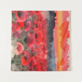 Waterverf springt naar zonsondergang wandkleed (Voorkant (horizontaal))