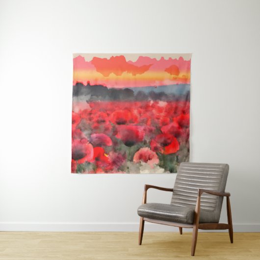 Waterverf springt naar zonsondergang wandkleed (In situ)