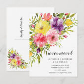 Waterverf Springtime Floral Moving Announge Aankondigingskaart (Voorkant / Achterkant)