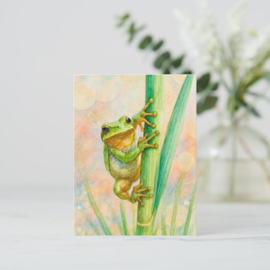 Waterverf Springtime Frog Briefkaart Postcrossing (Staand voorkant)