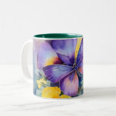 Waterverf Springtime Paarse Vlinder Keramische Mok (Voorkant links)