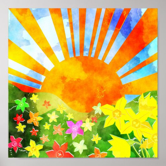 Waterverf Springtime Sun Poster (Voorkant)