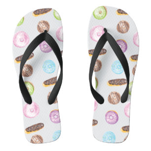 Waterverf Sprinkle Frosted Donuts Eclairs Bakery Teenslippers