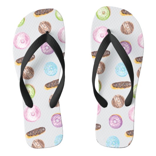 Waterverf Sprinkle Frosted Donuts Eclairs Bakery Teenslippers (Voetbed)