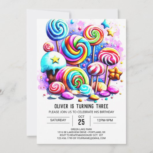 Waterverf Sprinkles Bewerkbare Verjaardag Kaart (Voorkant)
