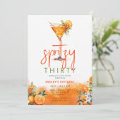 Waterverf Spritz Sinaasappel Bloemen Verjaardag Kaart (Staand voorkant)