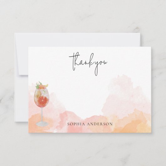 Waterverf Spritz Sinaasappel Dat is Amore Dank u Bedankkaart (Voorkant)