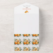 Waterverf Spritz Sinaasappel Flowers Vrijgezellenf All In One Uitnodiging (Buitenkant)