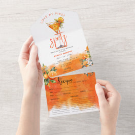 Waterverf Spritz Sinaasappel Flowers Vrijgezellenf All In One Uitnodiging