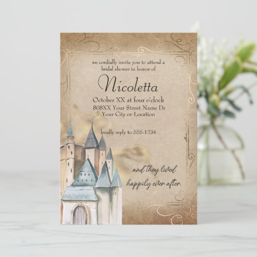  Waterverf sprookje op vervaagd perkament Kaart (Staand voorkant)