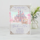 Waterverf Sprookje Thema Castle & Carriage Kaart (Staand voorkant)