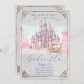 Waterverf Sprookje Thema Castle & Carriage Kaart (Voorkant / Achterkant)