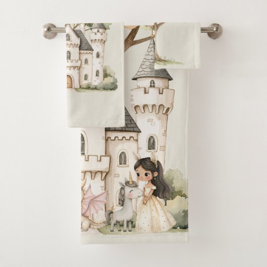 Waterverf Sprookjesprinses Whimsical Bad Handdoek (Insitu)