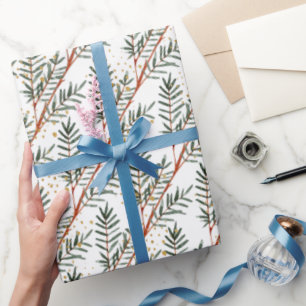 Waterverf Spruce Tree Branches & Gold Splash Cadeaupapier