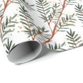Waterverf Spruce Tree Branches & Gold Splash Cadeaupapier (Rol Hoek)