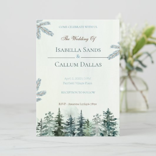 Waterverf Spruce Tree Weddenschap Kaart (Staand voorkant)