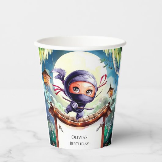 Waterverf Spy Ninja Verjaardag Papieren Bekers (Voorkant)