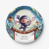 Waterverf Spy Ninja Verjaardag Papieren Bordje (Voorkant)