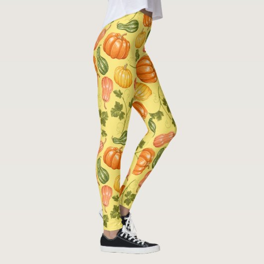 Waterverf Squash, Pumpkin and Leaves Pattern Leggings (Rechts)