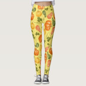 Waterverf Squash, Pumpkin and Leaves Pattern Leggings (Voorkant)