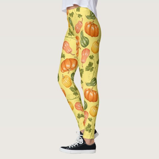 Waterverf Squash, Pumpkin and Leaves Pattern Leggings (Links)
