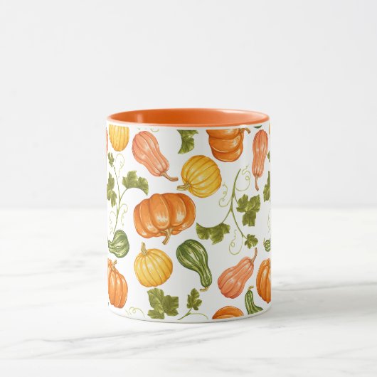 Waterverf Squash, Pumpkin and Leaves Pattern Mok (Midden)