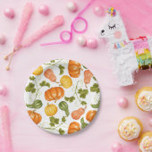 Waterverf Squash, Pumpkin and Leaves Pattern Papieren Bordje (Feest)