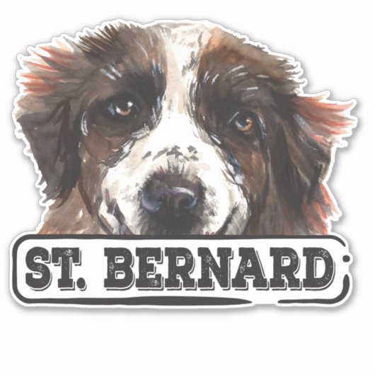 Waterverf St. Bernard Sticker (Voorkant)