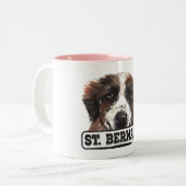 Waterverf St. Bernard Tweekleurige Koffiemok (Voorkant links)
