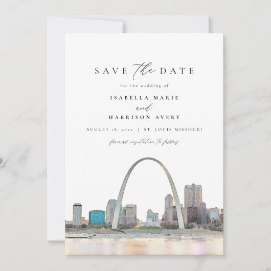 Waterverf St. Louis Arch Wedding Save the Date Kaart (Voorkant)
