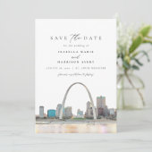 Waterverf St. Louis Arch Wedding Save the Date Kaart (Staand voorkant)
