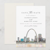 Waterverf St. Louis Arch Wedding Save the Date Kaart (Voorkant / Achterkant)